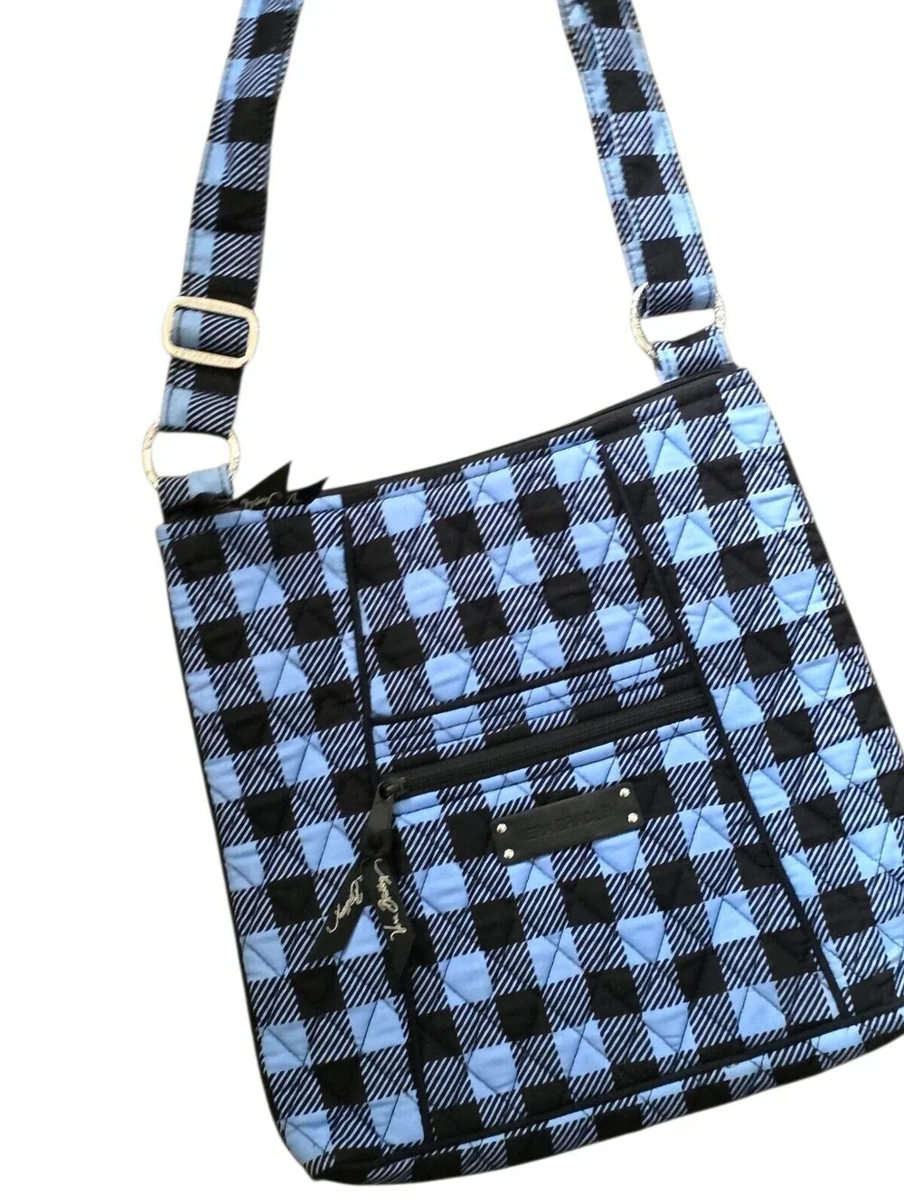 Vera Bradley Blue Buffalo Check Quilted Crossbody Shoulder Bag Lightweight NWOT - Picture 11 of 16